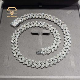 Customised Lock Sterling Silver S925 Moissanite Cuban Link Chain Prong Set Full Iced Out Cuban Chain Necklace