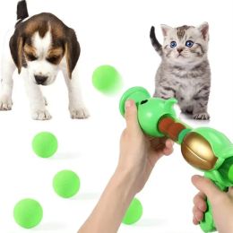 Toys Interactive Cat Toy Ball Pea Aerodynamic Shooter Dogs Soft Bomb Launcher Kitten Toys Cats Game Launch Training Pet Children Gift