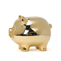 Boxes 2020 Ceramic Decoration Piggy bank Promotional Golden Pig shape coin saving bank children birthday gift money storage box