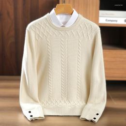 Men's Sweaters Pure Cashmere Sweater O-neck High-End Pullover Long Sleeve Thick Knit Full Body Computer Jacquard Top Winter