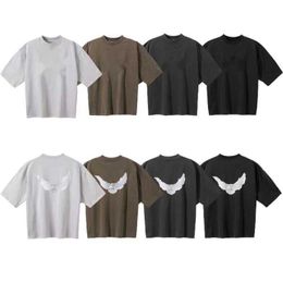Designer Classic Wests T Shirt Three Party Joint Peace Dove Printed Washing Water Short Sleeves High Street Mens And Womens Tees
