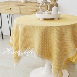Ins Style Cotton Linen French Tablecloth Round Table Light Luxury High Level Photo Background Cloth Tea Long