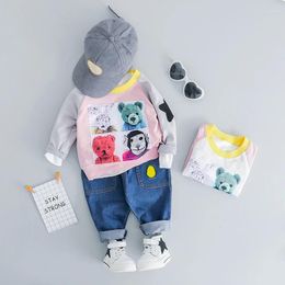 Clothing Sets Baby Girls Kids Cartoon Bear Pullover Sweatshirt Pants 2 Pieces Suit Tolddler Infant Outfits Children Clothes