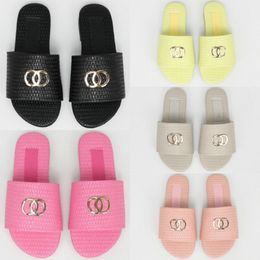 Kids Slippers Toddler Girls Sliders Luxury Designer Sandals Summer Loafer Beach Flat Gold Chain Outwears Brand Children Youth Kid Shoes Black Pink Yel 08qC#