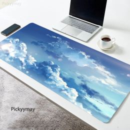 Pads Sky Clouds Mouse Pad Gaming Accessories Mause Anime Table Keyboard Desk Mat Mausepad Gamer PC Rubber Carpet Office Blue Mousepad