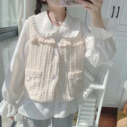 T-shirts Japanese Preppy Style Sweet Lolita Blouses Women Kawaii Ruffles Peter Pan Collar JK Shirts Girls Long Sleeve White Blusas Muje