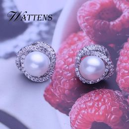 Stud Earrings Natural Pearl For Women Jewellery White Pink Purple Bohemian Accessories Wedding Party Gift Promotion