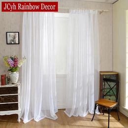 Modern White Sheer Curtains for Living Room Solid Transparent Tulle Curtain Window Kitchen Cortinas Voilage Gauze Yarn Decor 240416