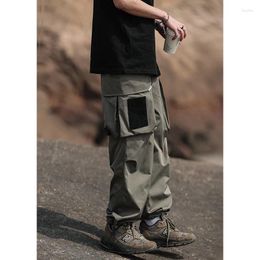 Men's Jeans Japanese Retro Trend Wide Leg Pants For Men Military Style Workwear Straight Tube Loose Fitting Green Casual Mens