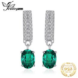 Earrings JewelryPalace 1.4ct Oval Simulated Nano Emerald 925 Sterling Silver Hoop Earrings for Woman Gemstone Fine Jewellery Wedding Gift