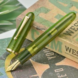 Pens Heartbeat Nib! Jinhao 9019 Fountain Pen #8 /F/M Nib, Transparent Green Big Size Resin Office Writing Pen with Large Converter