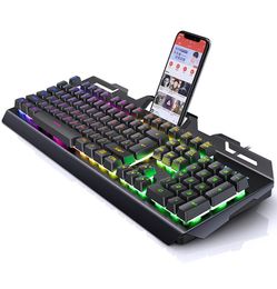 Gaming Keyboard USB Wired Backlights Gamer Metal Stand Keypad Suspended and Illuminating Keys with Optical Keyboards for Gaming3668227