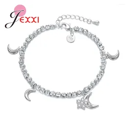 Link Bracelets High Quality Moon Shape Pendant Adjustable Bracelet Romantic Gift For Lover Birthday Anniversary 925 Sterling Silver