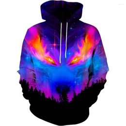 Men's Hoodies Artistic Starry Sky Printed Couple Hoodie 3D Hooded Sweatshirt Casual Pullover With Big Pockets