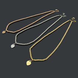 Top Quality Stainless Steel Necklaces Classic Style Gold Plated 3 Colors Ball Heart Pendants Necklace Women Designer Jewelry Whole2710