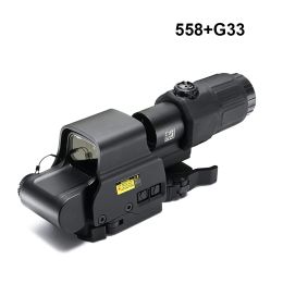 Scopes Free Ship Tactical 558 G43 G33 Holographic Collimator Sight Red Dot Scope 3x Magnifier Quick Detachable for Hunting Riflescope