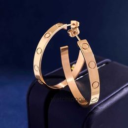 Crrater High-end Luxury Earring C-shaped titanium steel earrings rose gold screw print full non drilling large ring