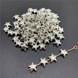 50pcs 6x6mm Alloy Beads Cap Ancient Silver Charms Star Shape Pendant Charms For Jewellery Making DIY Accessories 240408