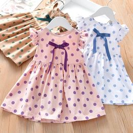 Girl Dresses Baby Summer Cute Polka Dot Dress Kids Casual Bow Cotton Printed A-line Princess