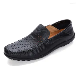 Casual Shoes Italian Mens Summer Men Loafers Genuine Leather Moccasins Light Breathable Slip On Boat 39-47