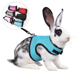 Supplies MutilColors Breathable Stylish Vest Small Pet Carrier Bag Adjustable Soft Harness And Elastic Leash Set For Rabbits