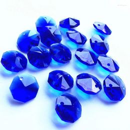 Chandelier Crystal Wholesale Price 500pcs/lot 14mm Octagon Beads Blue Colour In 2 Holes Glass Stones For Garlands Strands