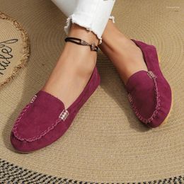 Casual Shoes Round Toe Slip-on Women's Flat On Sale 2024 Fashion Solid Loafers Autumn Large Size