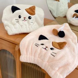 Towels 1 pcs Cute Cat Kitten Kid Hair Turban Quick Dry Bath Hair Drying Towel Head Wrap Hat Cap Bathing Tool Cat Ears Pattern Hooded