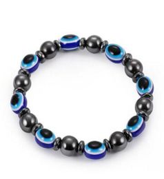 Magnetic Bracelet Blue Evil Eye Hematite Stone Therapy Health Care Bangle Unisex Health Care Energy Bracelet Jewelry Gifts3498759