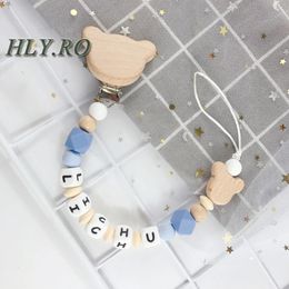 Personalised Name Baby Pacifier Clips Silicone Beads Chain Infant Nipple Appease Soother Dummy Holder Clip 240418