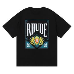 Rhude Shirt Designers Mens Embroidery T Shirts For Summer Mens Tops Letter Polos Shirt Womens Tshirts Clothing Short Sleeved Large Plus Size 100% Cotton Tees 984