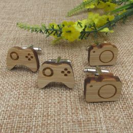 Links 6pair Game Control Wooden Cufflinks Bamboo Camera Wood Cufflink Wedding Anniversary Gifts Men Accessory