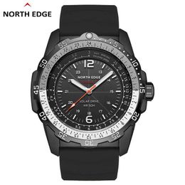 Outdoor sports waterproof solar powered rechargeable watch with light kinetic energy night light long endurance swimming mens watch with speed measurement