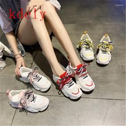 Fitness Shoes Ins Sneakers Women Trendy Chunky Dad Shoe Laces Platform Colour Matching Cross -tied Tenis Chaussures 35-40