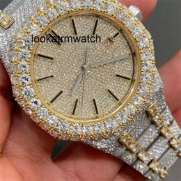 Versione top di orologio di lusso Big Moissanite pietre per orologio Gold Silver Test Meccanico Nuovo movimento