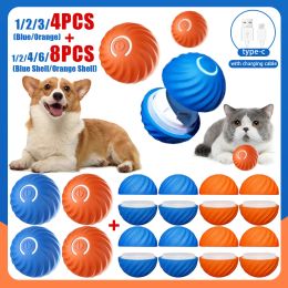 Toys Dog Toy Interactive Smart Pet Toy Automatic Moving Ball USB Rechargeable Dog Balls with Shell Rubber Electric Dogs Accessories