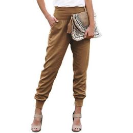 Women's Pants Capris Autumn and Winter New European and American Solid Color Womens High-waisted Nine-point Trousers with Slit Casual Pants Y240422