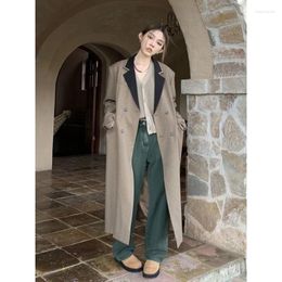 Women's Trench Coats Women Light Luxury Patchwork Collar British Style High-end Feeling Shoulder Length High Visibility Suit Coat Commuting