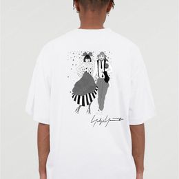 Men T Shirt Designer Women Tshirt Y3 Sketch Printing YOHJI Wedding Signature Street Loose Short Sleeve Hip Hop Cotton Tees