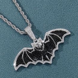 Pendant Necklaces Hip Hop Fashion Black Zircon Paved Bling Iced Out Bat For Men Rapper Jewellery GiftPendant271V