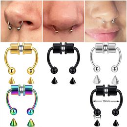 Stainless Steel Magnet Fake Piercing Nose Ring Septum Clip Fashion Jewelry For Women Men Girl Gift 240407