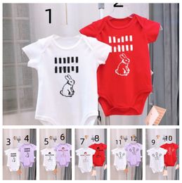 Designer baby Rompers boy girl kids rabbit letter printed short sleeved jumpsuits 0-24 months newborn kids cotton triangle climb clothes Z7819