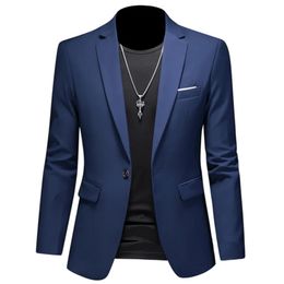 Plus Size 6XLM Fashion Mens Solid Color Suit Jacket High Quality Business Slim Fit Casual Blazers Formal Social Wedding Tuxedo 240407