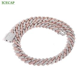 Icecap Fashion Jewellery Hip Hop Ice Out Vvs Diamond Two-tone Diamond Cuban Chain Personality Mens Moissanite Chain Necklace