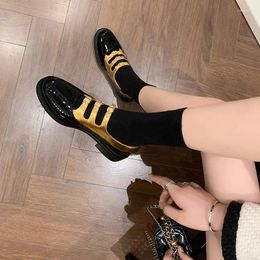 Casual Shoes Women's Mary Janes Genuine Leather Summer Sneakers Thick Heels Round Toe Buckle Oxford Loafers Moccasins