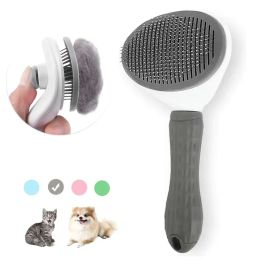 Grooming Pet Hair Removal Comb for Cats Nonslip Grooming Brush Cat Brush Remove Hair Stainless Steel Dog Combs Brushes Cat Accessories