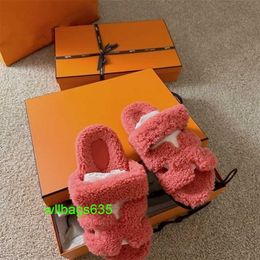 Chypre Leather Sandals Luxury Slippers Ams Plush Shoes New Family Teddy Lamb Wool Flat Bottom Plush Slippers Womens Casual Versatile Second U have logo HBCL4K