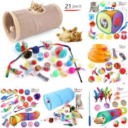 Toys Cat Toy Mouse Shape Ball Foldable Cats Play Tunnel Chat Funny Cat Tent Simulation Fish Combination Set Kitten Supplie Accessorie