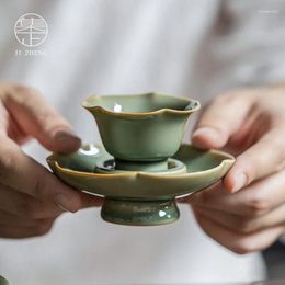 Tumblers Chinese Teacup 1PC Flat Cup 21oz Ceramic Of Tea Handmade Porcelain Drinkware Creative Shape Smooth Glazed