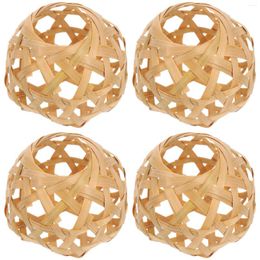 Candle Holders Small Bamboo Cage With Hexagonal Eyes Lamp Shades For Lantern Decorative Weaving Lampshade Light Cover Woven Replacement